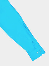 Paula Ametista Blue Silk Satin Matte Shirt