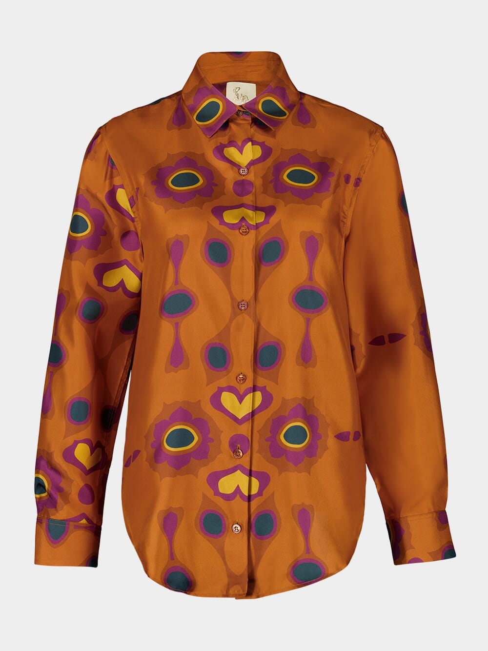 Ametista Hawaii Flower Printed Silk Twill Shirt