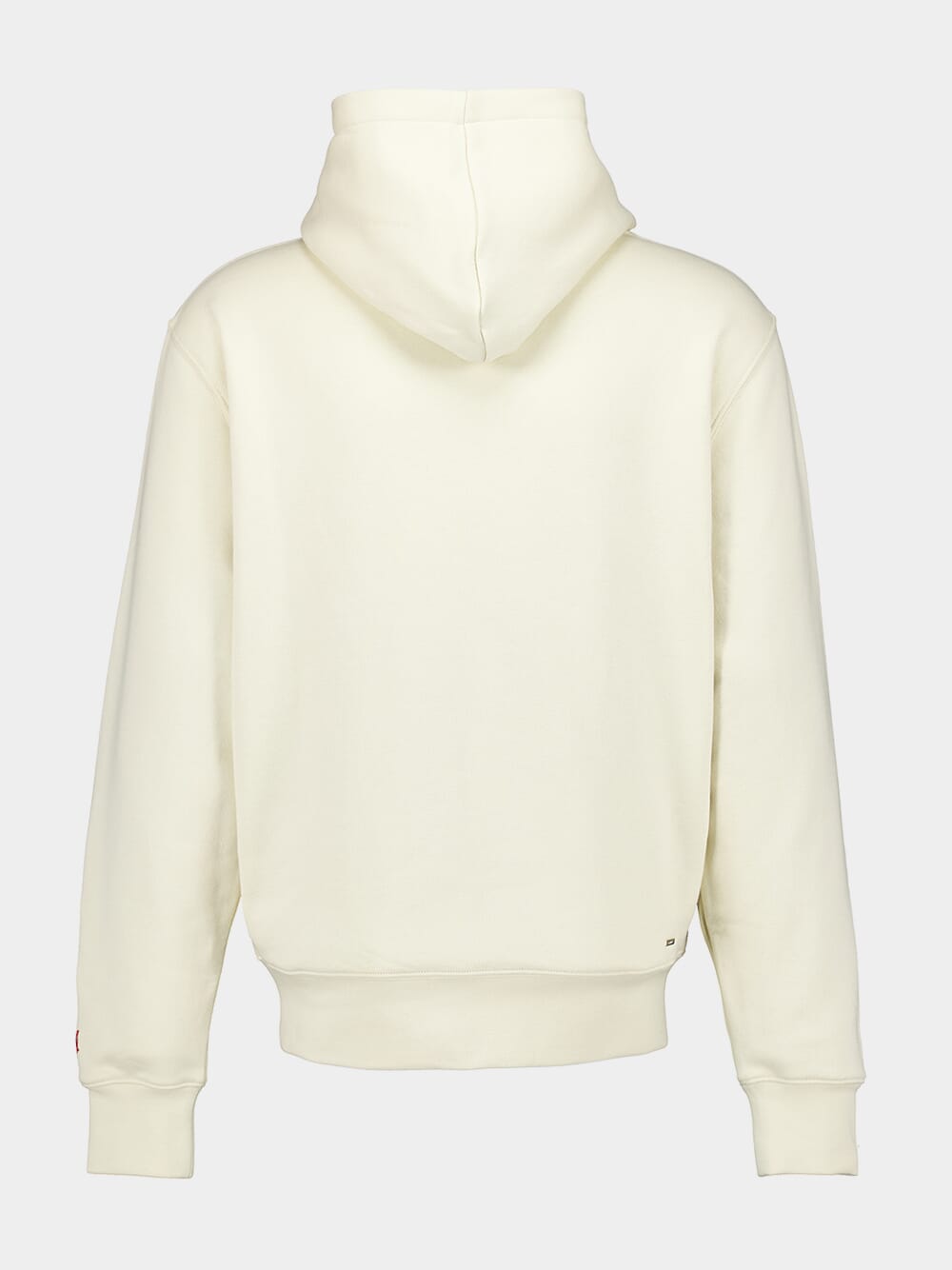 Light Beige Cotton Hoodie with Red Logo