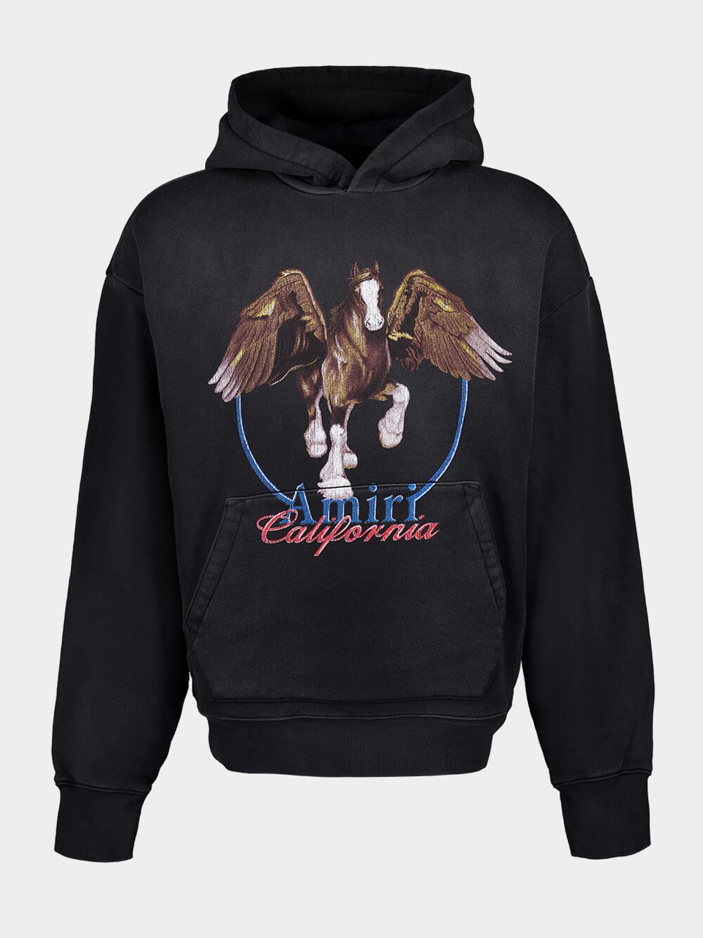 Black Vintage Wash Pegasus Cotton Sweatshirt