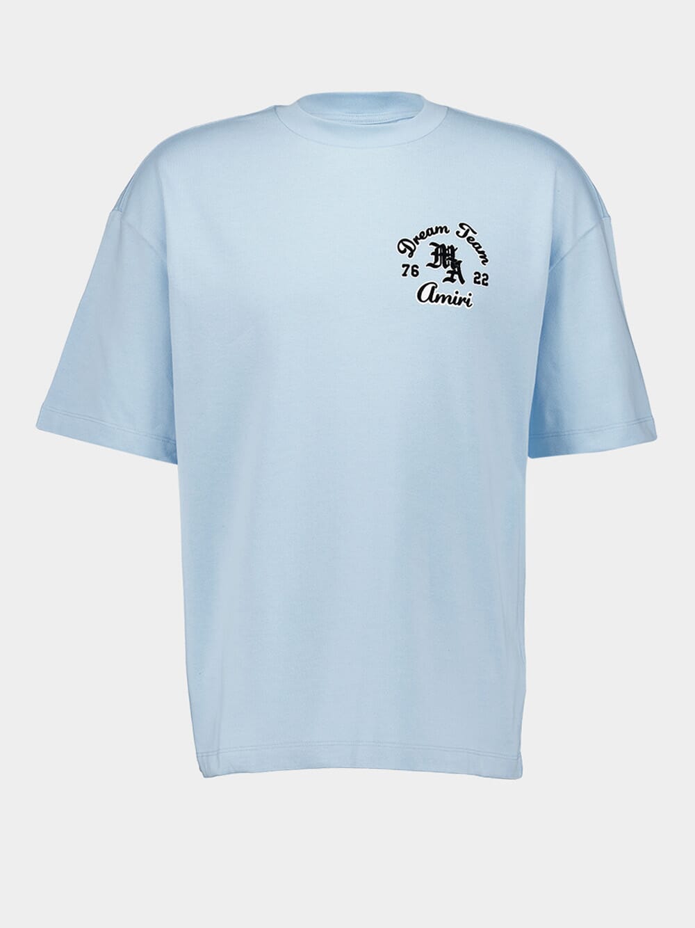 Light Blue Flocked-Logo Cotton T-Shirt