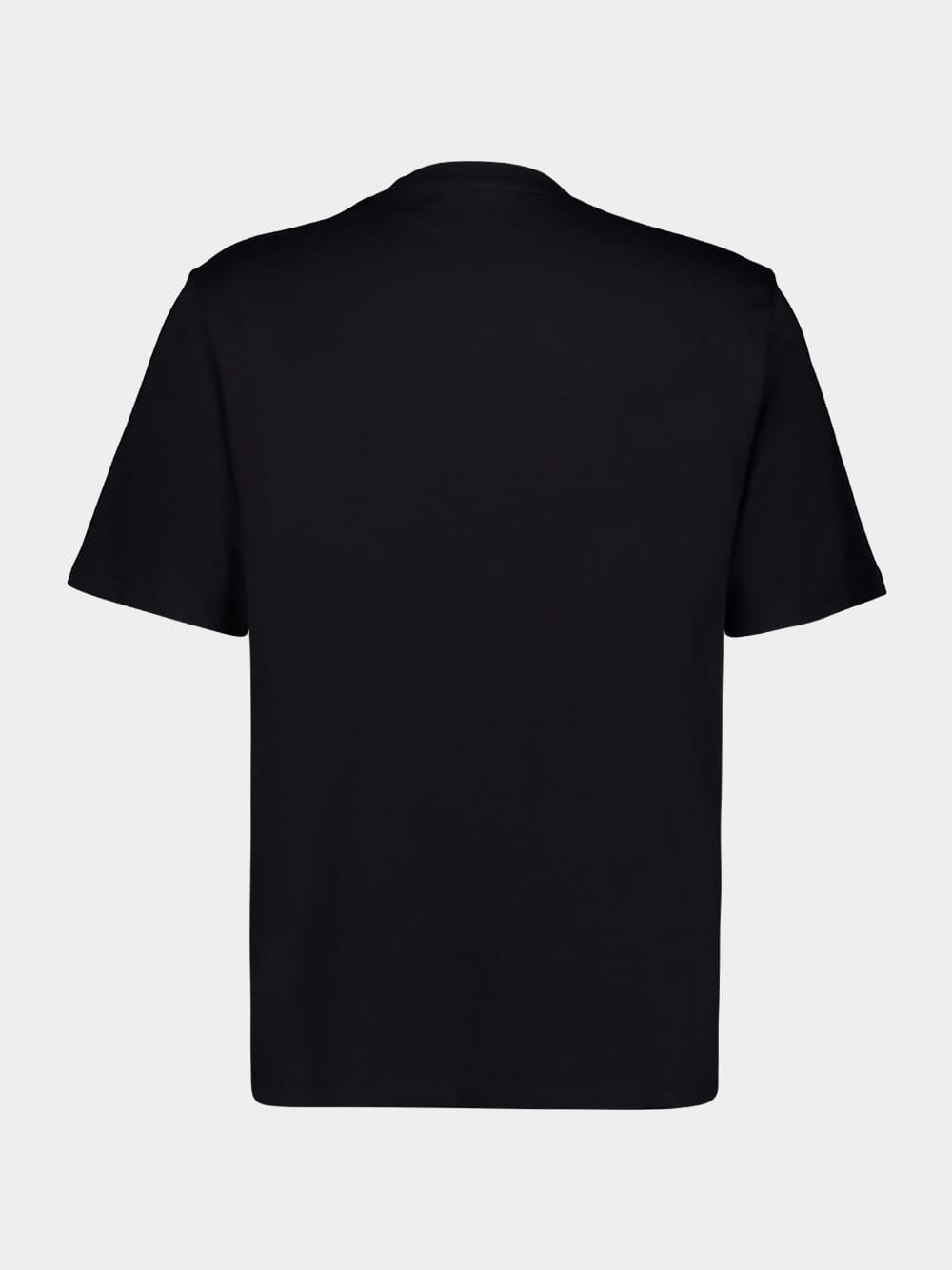 Black Staggered Logo Cotton T-Shirt