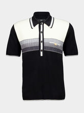 Black and White Striped Knit Polo