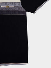 Amiri Black and White Striped Knit Polo