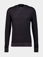 120% Lino Faded Black Wool Hooded Jumper