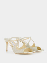Jimmy Choo Platinum Ice Anise Glitter Sandals