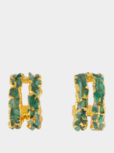 FENOMENA Gold Mini Squared Mosaico Emerald Hoop Earrings