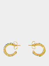 FENOMENA Gold Mini Squared Mosaico Emerald Hoop Earrings