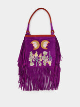 Paula Aquila Embroidered Suede Bag with Fringes