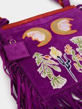 Paula Aquila Embroidered Suede Bag with Fringes
