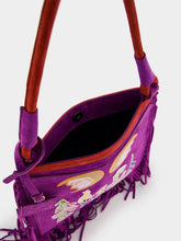 Paula Aquila Embroidered Suede Bag with Fringes