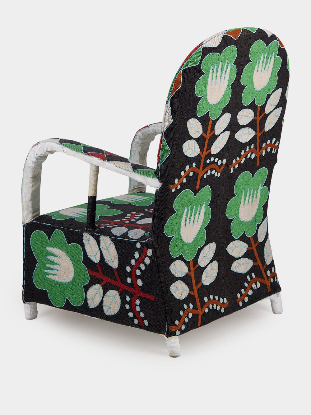 Black Floral Beaded Armchair