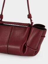 HEREU Burgundy Arta Mini Pleated Crossbody Bag