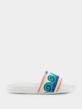Casablanca Greco Wave Terry Embroidered Sliders