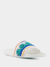 Casablanca Greco Wave Terry Embroidered Sliders