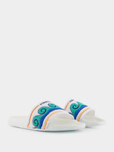 Casablanca Greco Wave Terry Embroidered Sliders