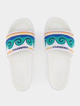 Casablanca Greco Wave Terry Embroidered Sliders