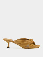 Jimmy Choo Avenue Mid-Heel Mules in Toffee Suede