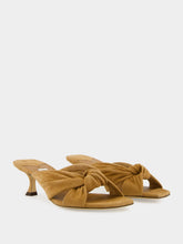 Jimmy Choo Avenue Mid-Heel Mules in Toffee Suede