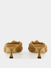 Jimmy Choo Avenue Mid-Heel Mules in Toffee Suede