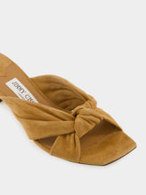 Jimmy Choo Avenue Mid-Heel Mules in Toffee Suede