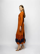 Paula Sakura Cinnamon Stick Embroidered Long-Sleeved Maxi Dress with Feathers