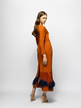 Paula Sakura Cinnamon Stick Embroidered Long-Sleeved Maxi Dress with Feathers
