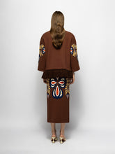 Paula Spar Potting Soil Jacquard Pencil Skirt