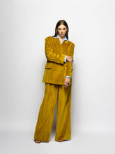 Paula Olimpia Golden Palm Velvet Plissé Blazer