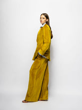 Paula Olimpia Golden Palm Velvet Plissé Blazer