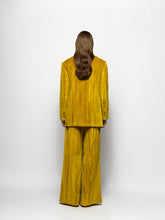 Paula Olimpia Golden Palm Velvet Plissé Blazer