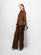 Paula Dominique Potting Soil Wide-Leg Tailored Pants