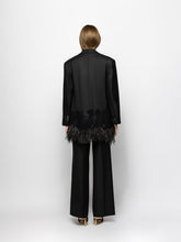 Paula Marys Black Embroidered Blazer with Feathers