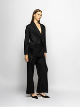 Paula Marys Black Embroidered Blazer with Feathers