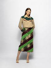 Paula Madeline Multi Stripes Patchwork Leather Pencil Skirt