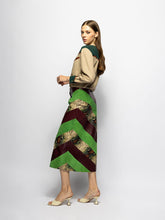Paula Madeline Multi Stripes Patchwork Leather Pencil Skirt