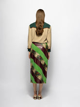 Paula Madeline Multi Stripes Patchwork Leather Pencil Skirt