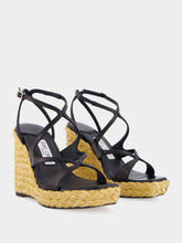 Jimmy Choo Black Ayla 110 Leather Wedge Sandals