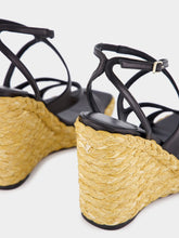 Jimmy Choo Black Ayla 110 Leather Wedge Sandals