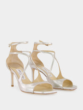 Jimmy Choo Champagne Azia 75 Glitter Leather Sandals