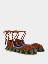 Kashura Almond Brown High Hand-Crocheted Lace Ballerinas