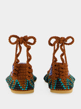 Kashura Almond Brown High Hand-Crocheted Lace Ballerinas