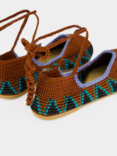 Kashura Almond Brown High Hand-Crocheted Lace Ballerinas