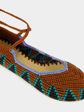 Kashura Almond Brown High Hand-Crocheted Lace Ballerinas
