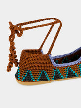 Kashura Almond Brown High Hand-Crocheted Lace Ballerinas
