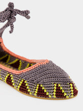 Kashura Grey High Hand-Crocheted Lace Ballerinas