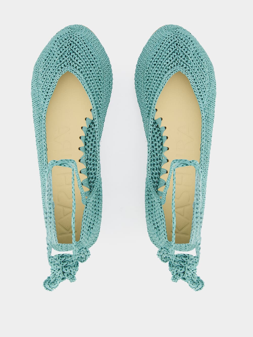 Handmade Flo Sage Crochet Flat Ballerinas