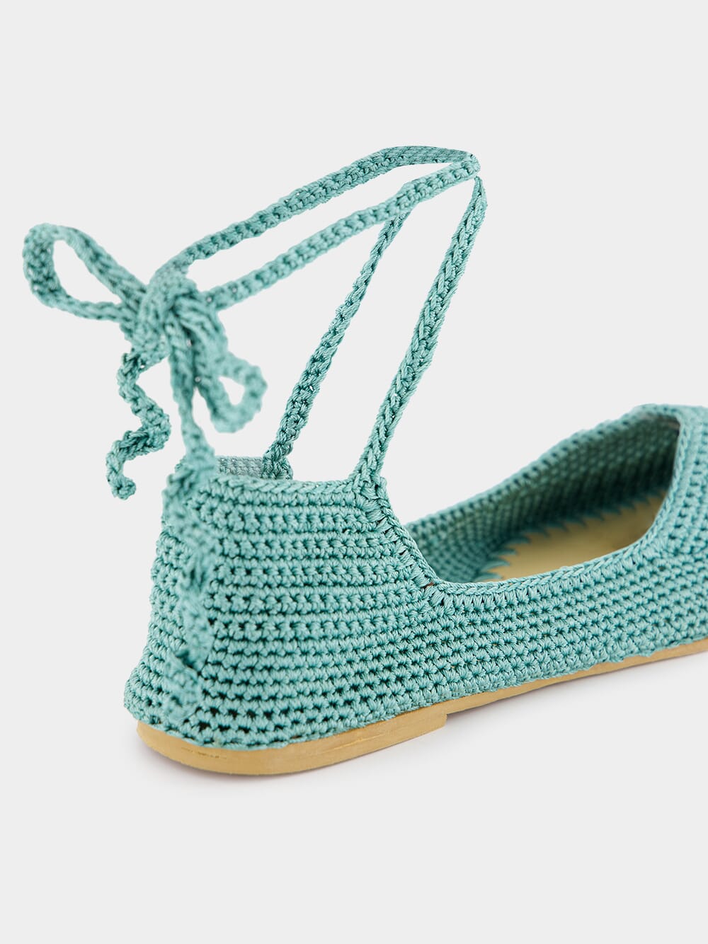 Handmade Flo Sage Crochet Flat Ballerinas