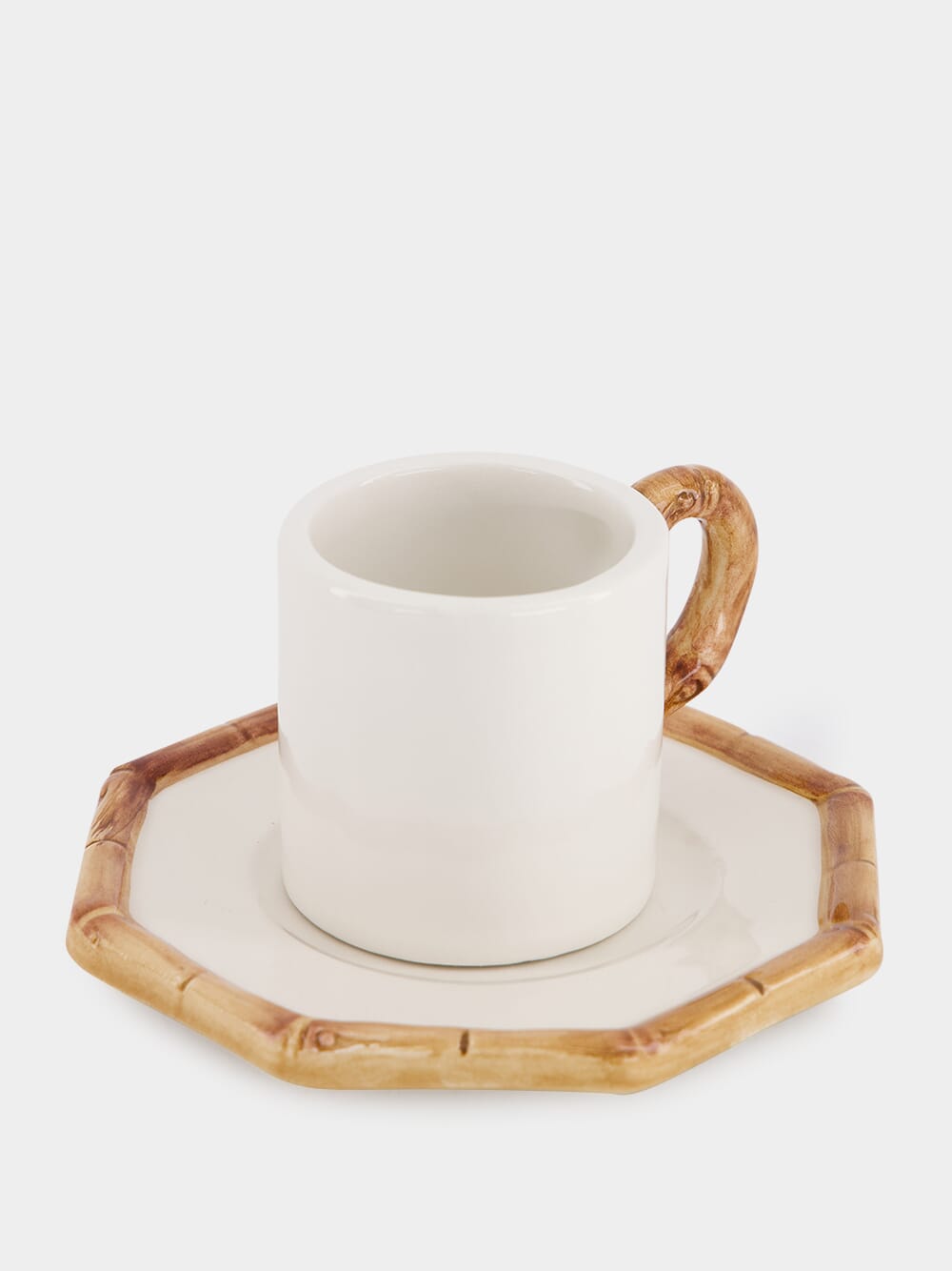 White Bamboo Ceramic Coffee Cup