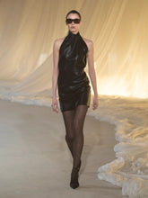 Balmain Black Lambskin Open-Back Mini Dress